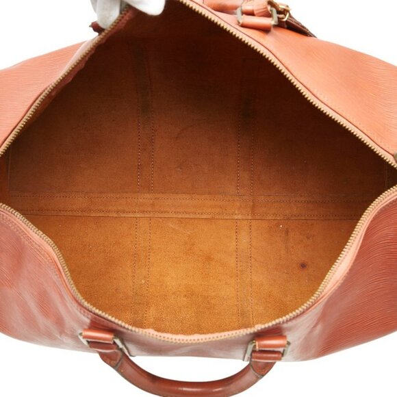 LOUIS VUITTON Brown Leather Keepall 50 Boston Bag - Picture 8 of 11